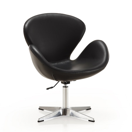 Manhattan Comfort Raspberry Faux Leather Adjustable Swivel Chair in Black and Polished Chrome AC038-BK